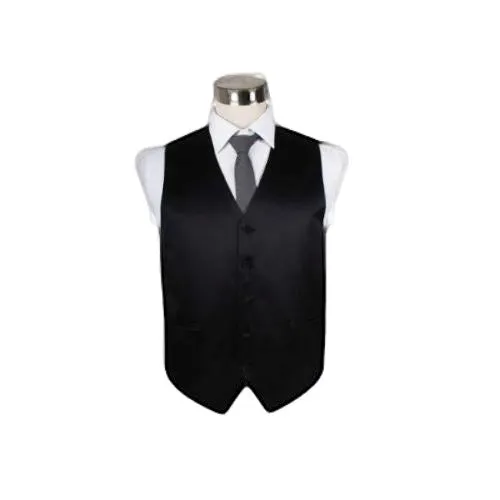 Mens Black Plain Vest Waistcoat