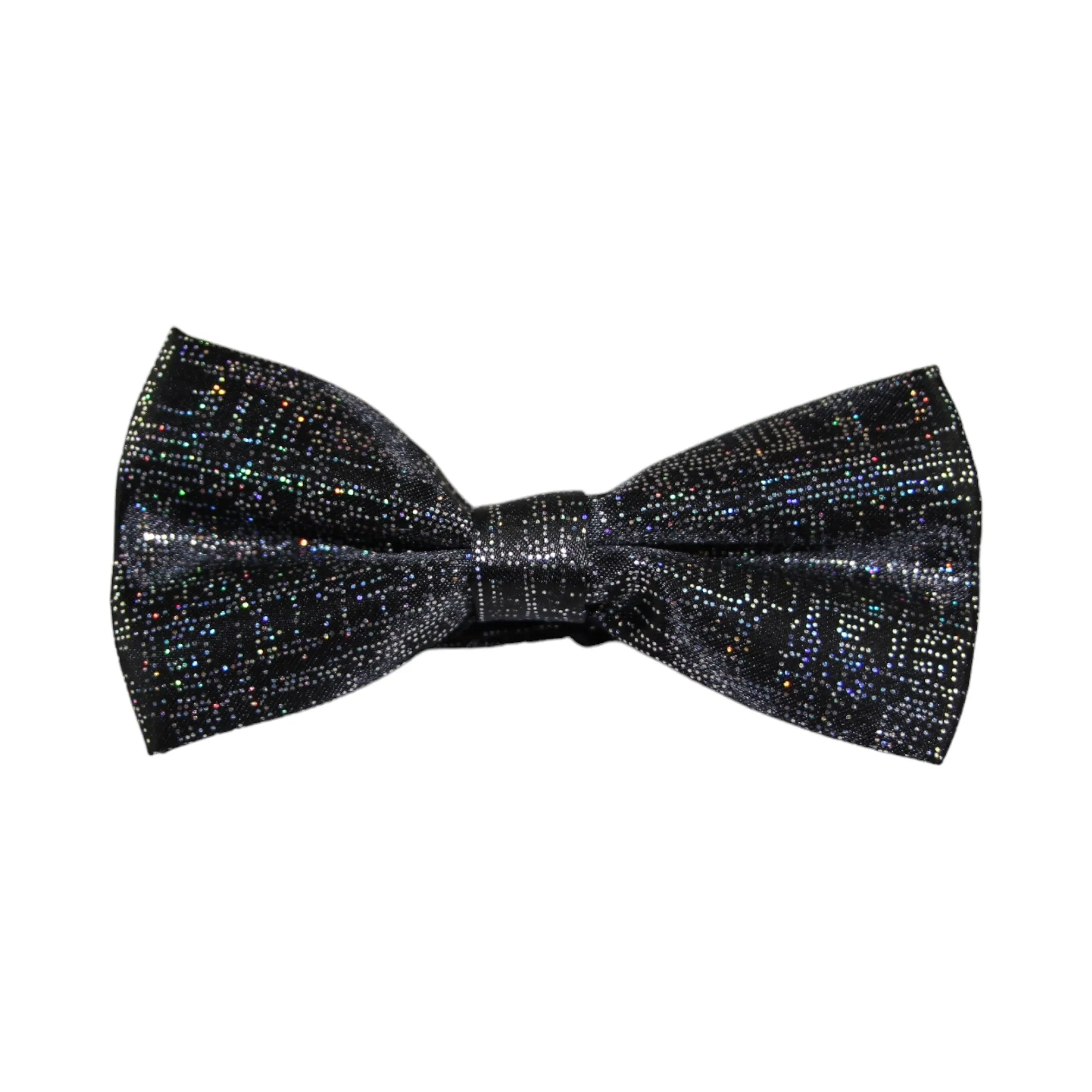 Mens Black Sparkly Glitter Patterned Bow Tie