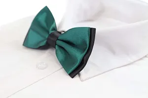 Mens Bottle Green Two Tone Layered Bow Tie