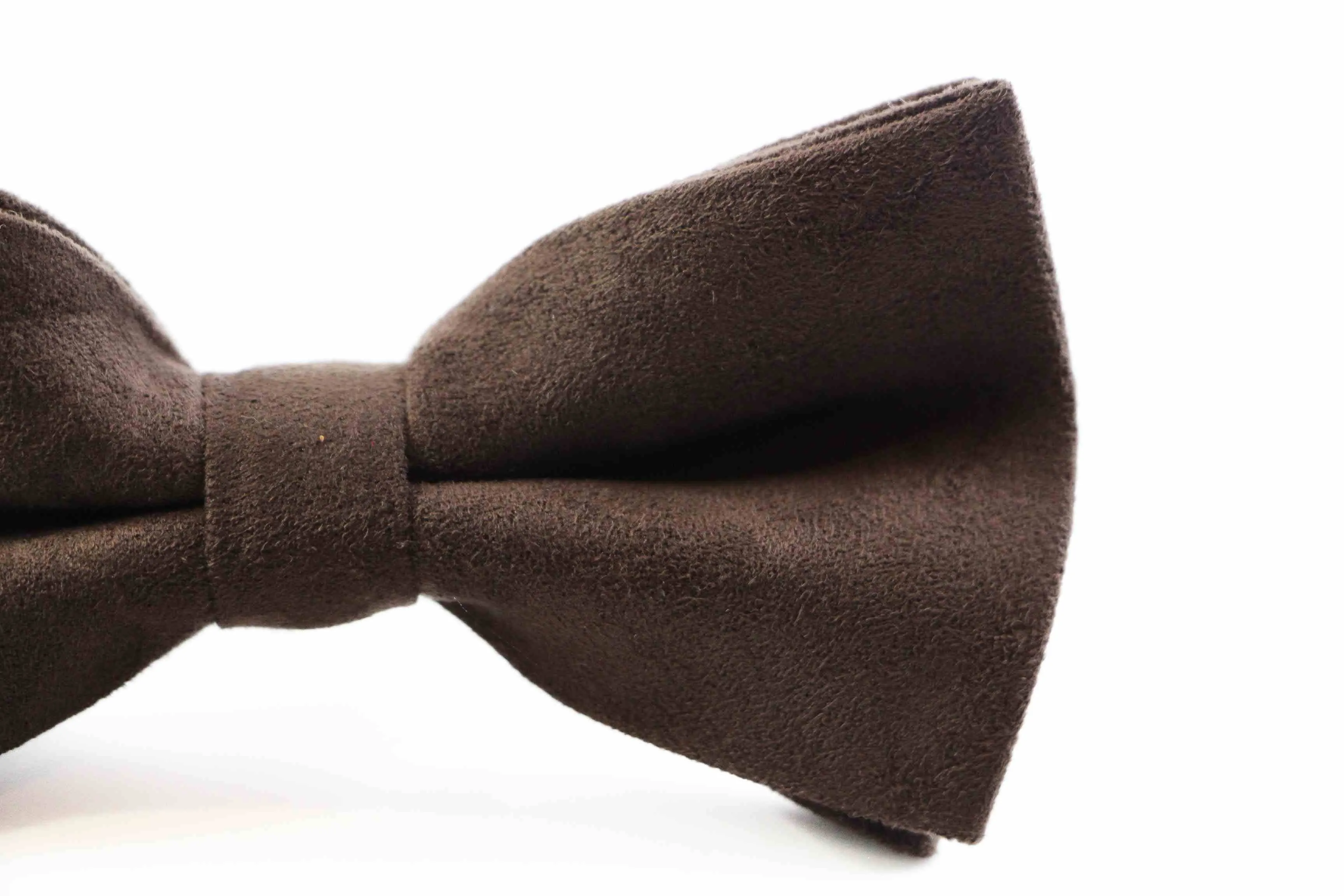 Mens Brown Velvet Plain Colour Bow Tie