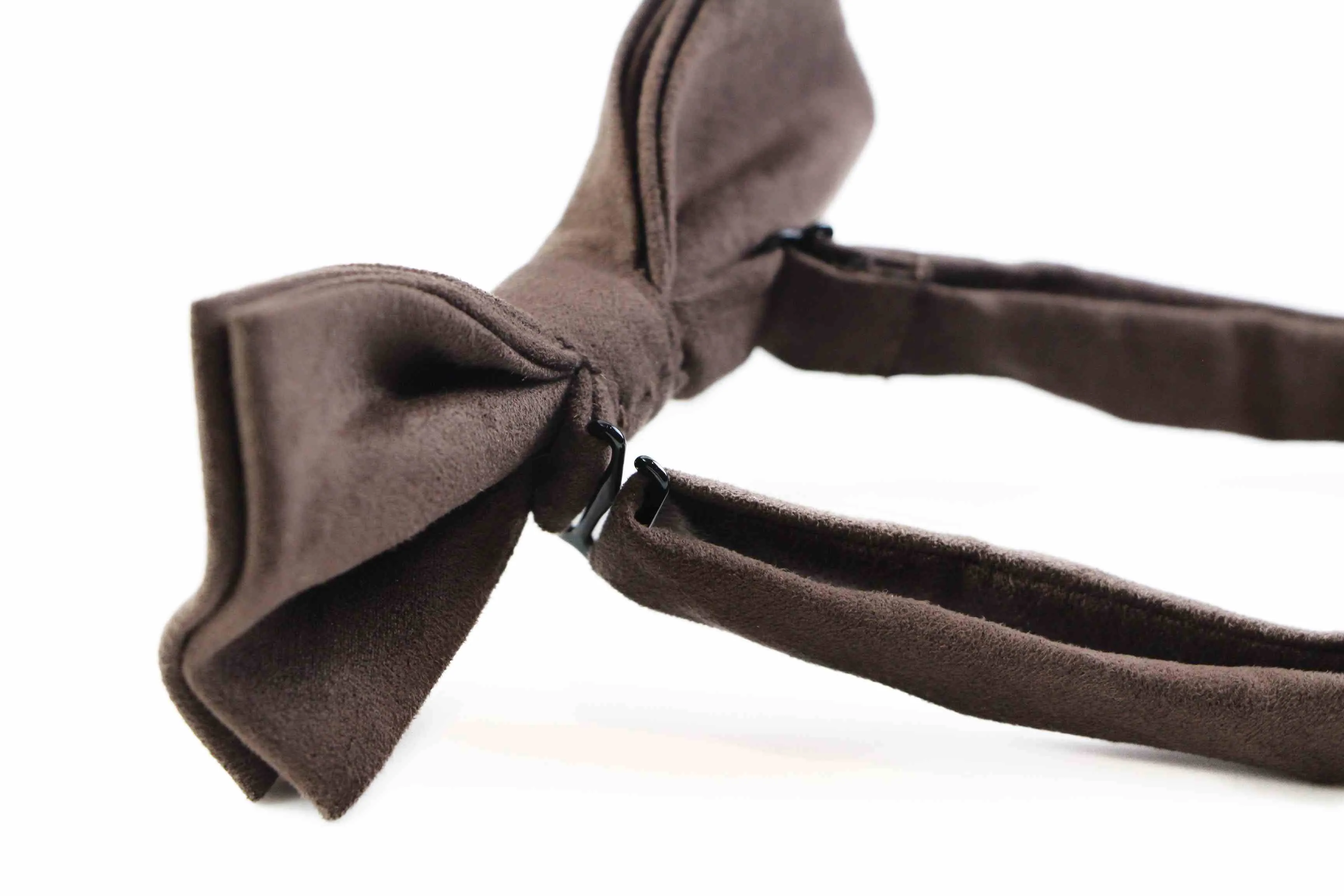 Mens Brown Velvet Plain Colour Bow Tie