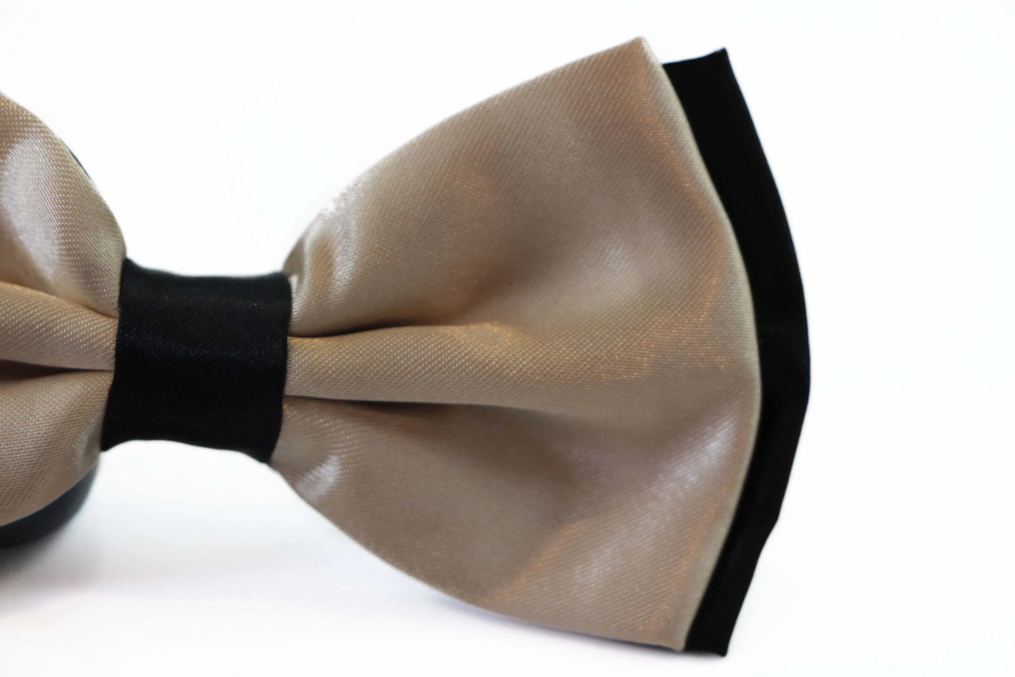 Mens Champagne Two Tone Layered Bow Tie