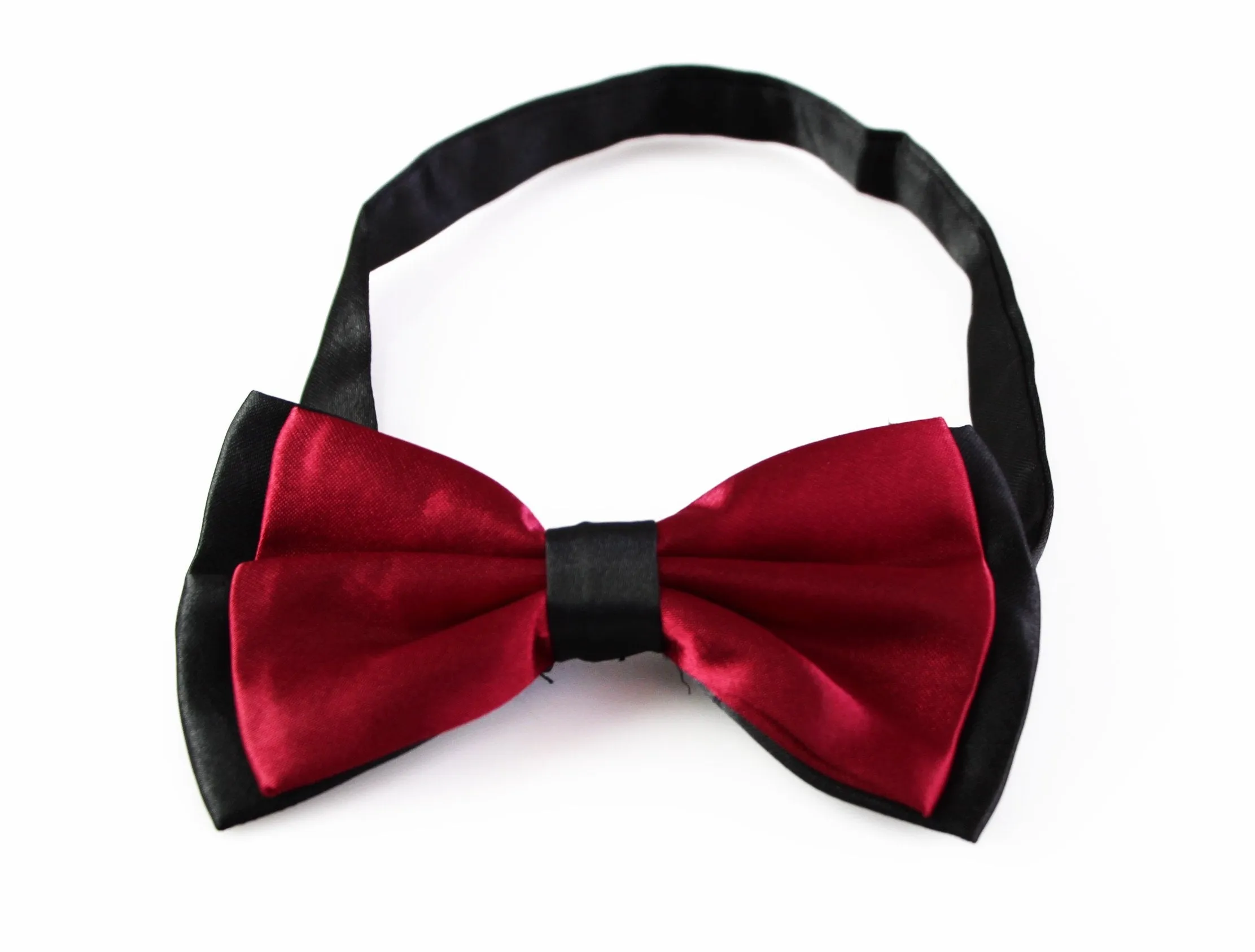 Mens Dark Red Two Tone Layered Bow Tie