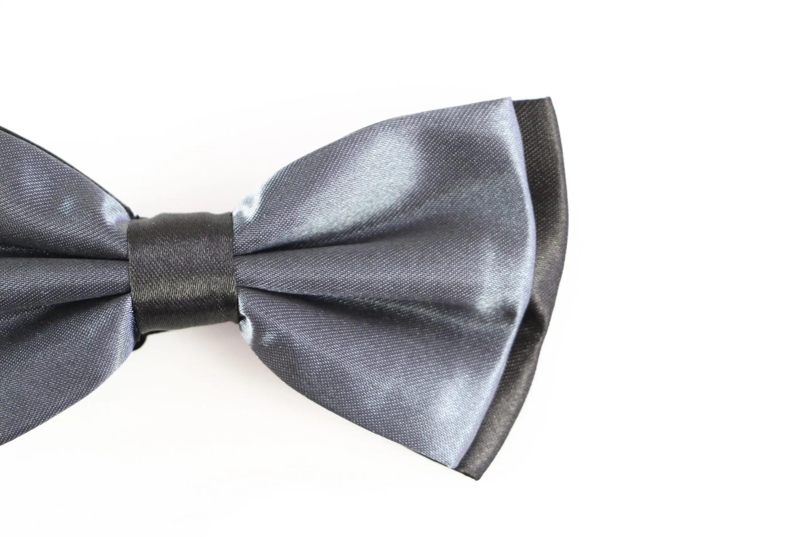 Mens Gunmetal Tow Tone Layered Bow Tie