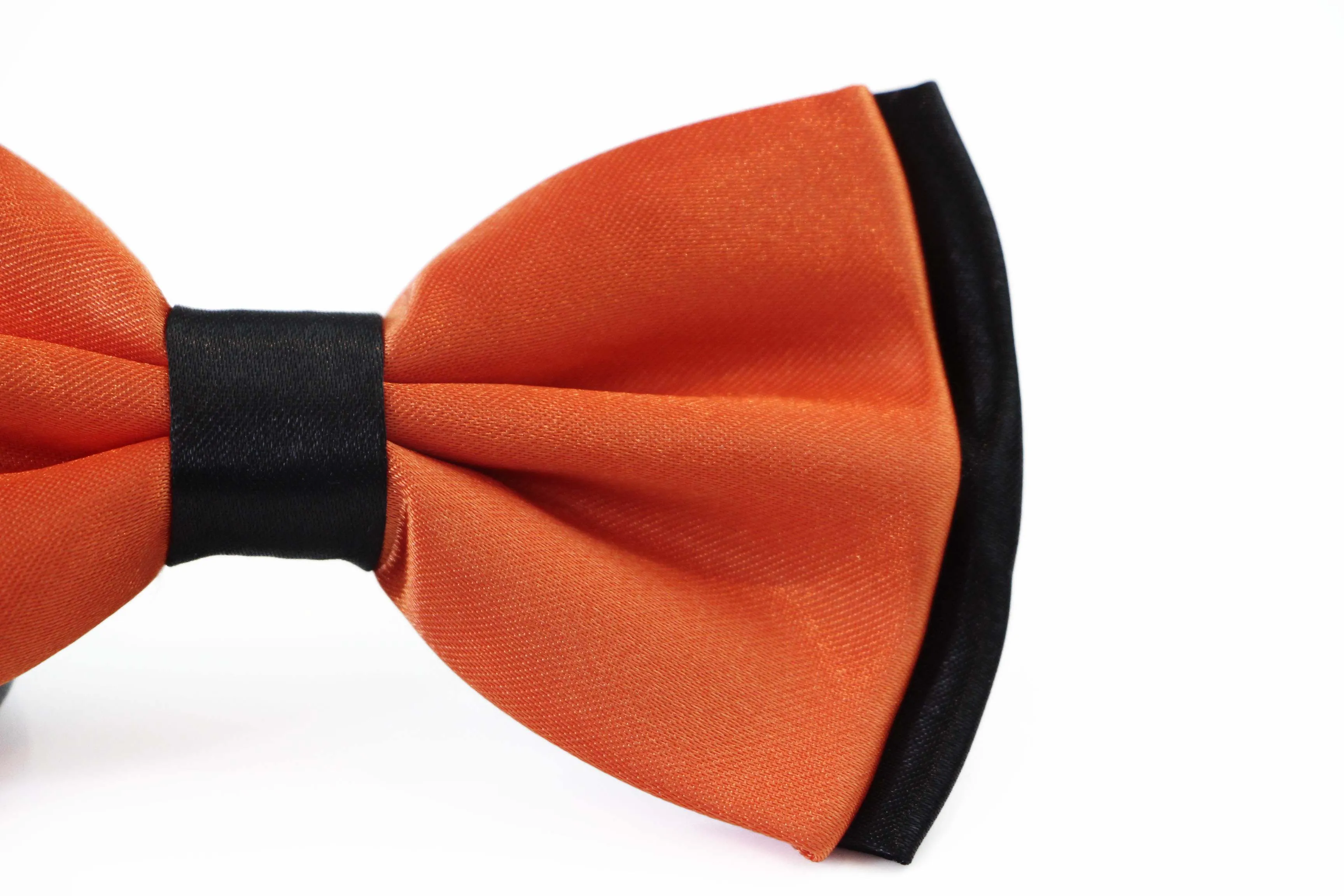 Mens Orange Two Tone Layered Bow Tie