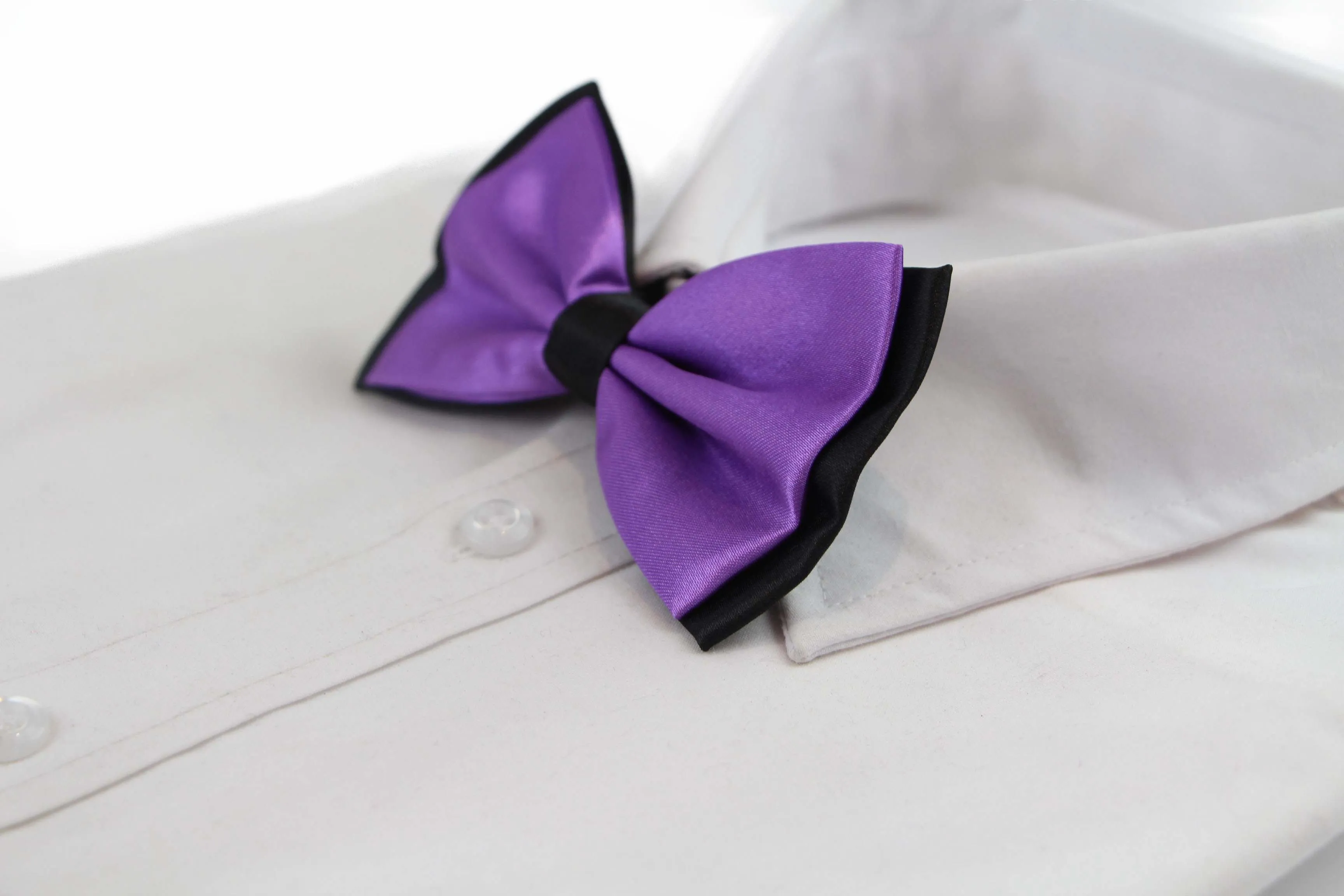 Mens Purple Two Tone Layered Bow Tie