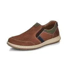 Mens Rieker Nubuck Sneaker 17371-25 Brown Combo