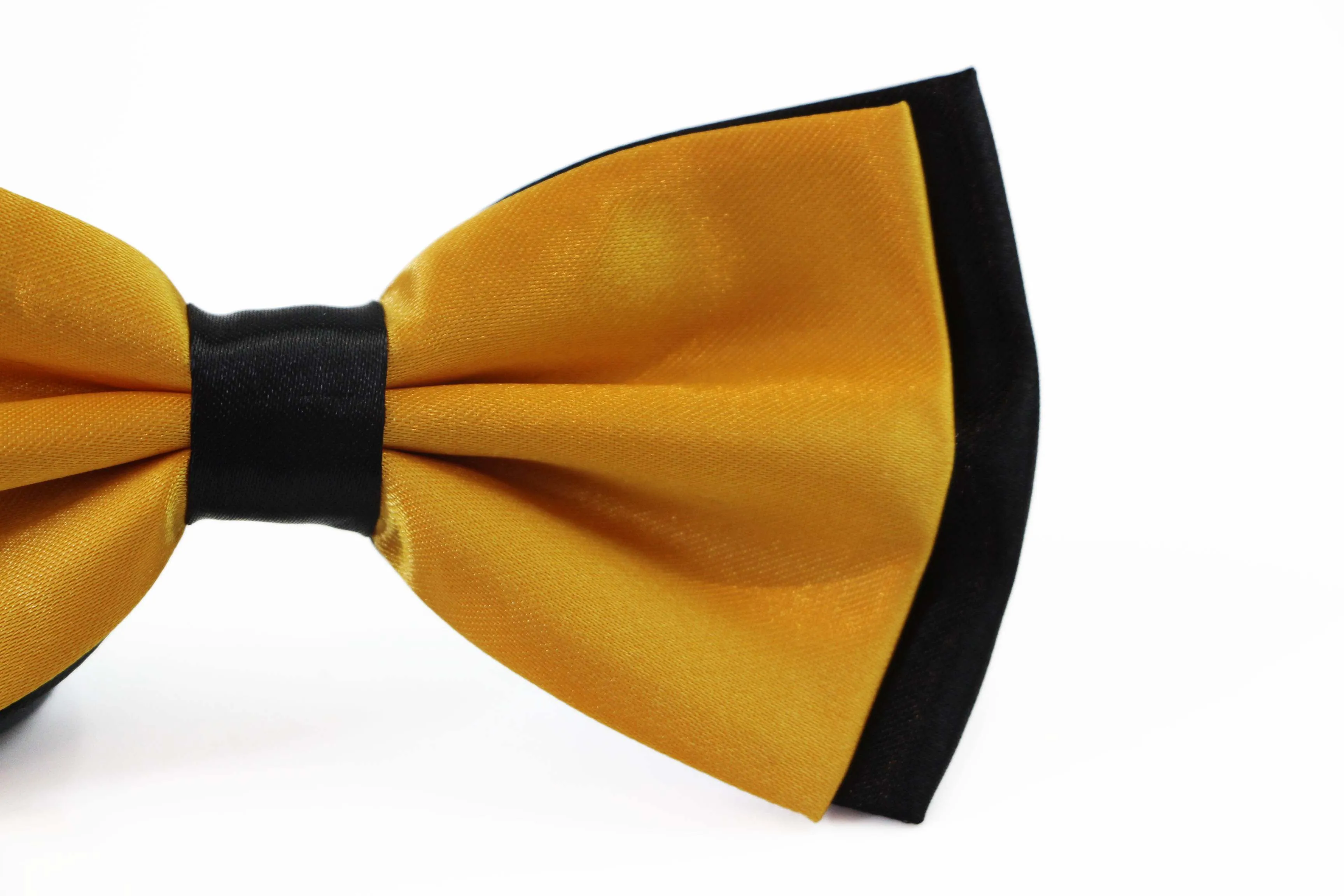 Mens Warm Yellow Two Tone Layered Bow Tie