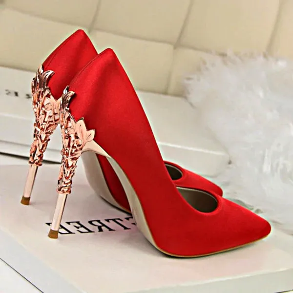 Metal Carved High Heels Pumps