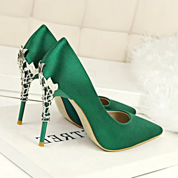 Metal Carved High Heels Pumps