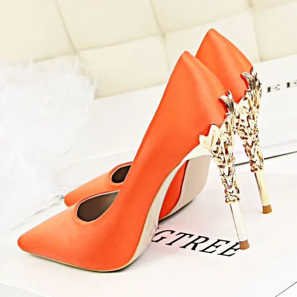 Metal Carved High Heels Pumps