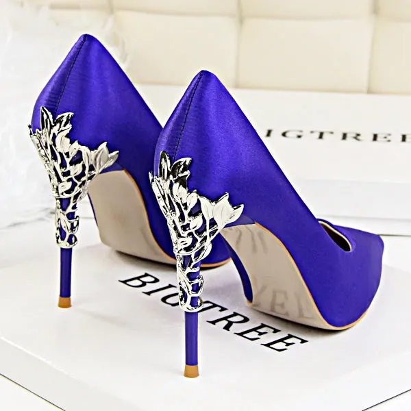 Metal Carved High Heels Pumps