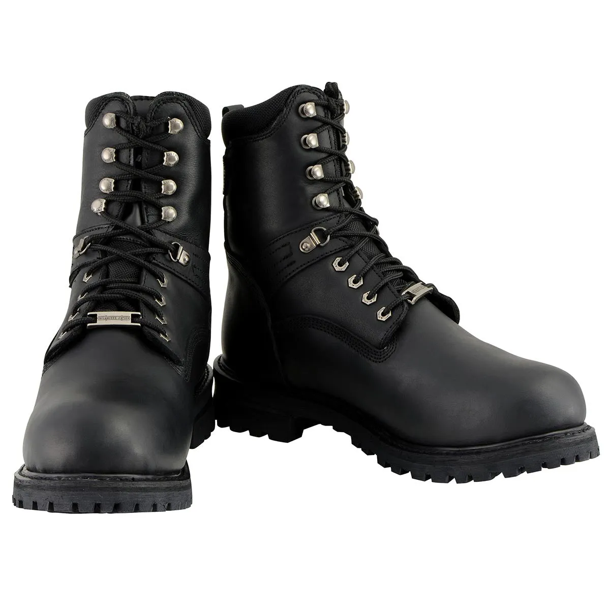 Milwaukee Leather Men's Black Wide Width 7-inch Lace to Toe Full-Waterproof Leather Boots MBM9036WP