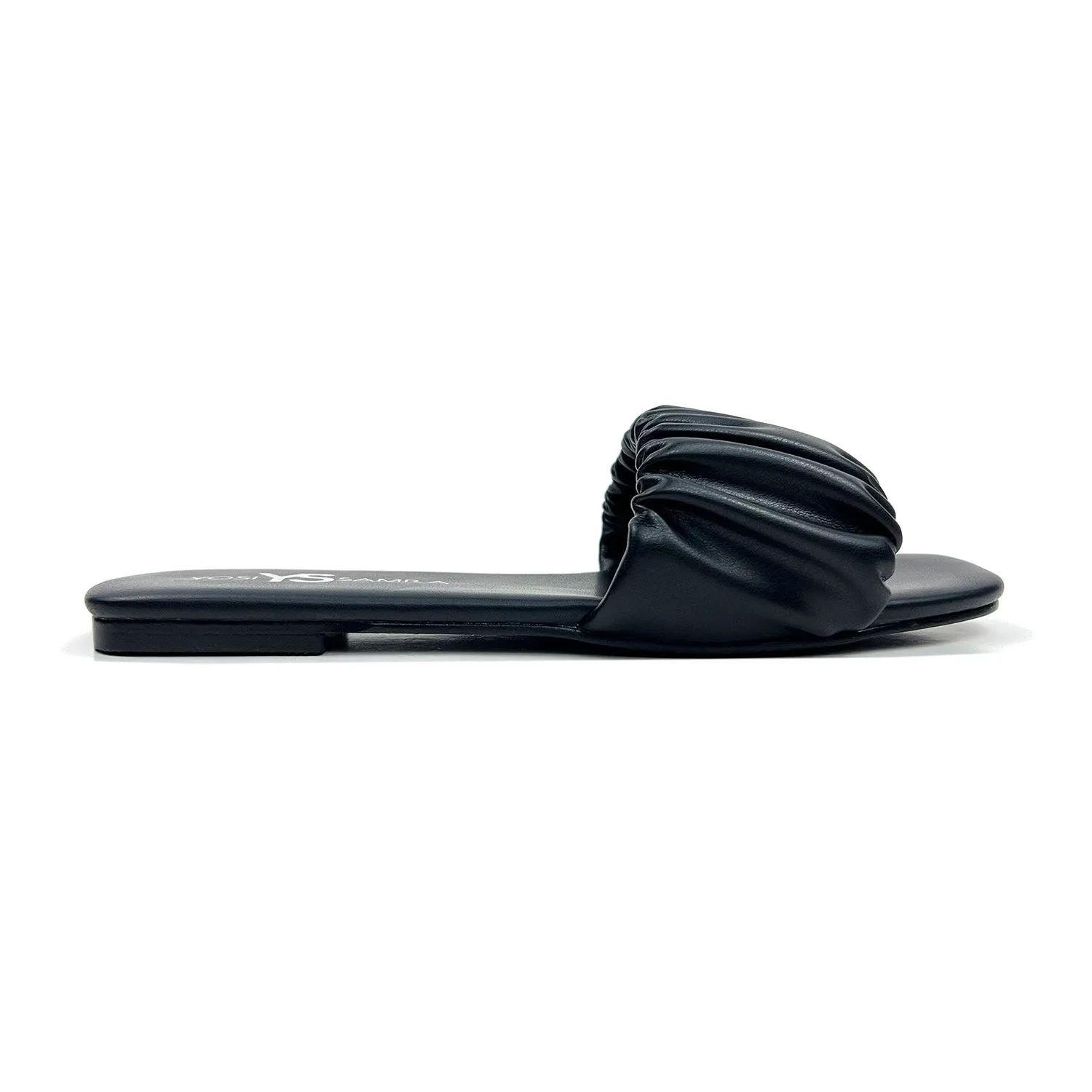 Naomi Ruched Sandal in Black