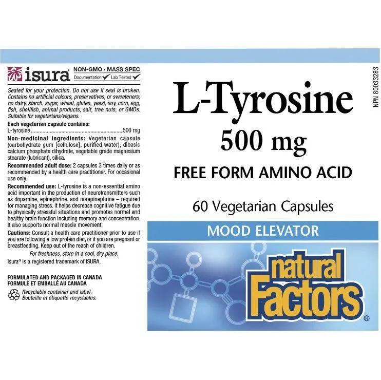 Natural Factors L-Tyrosine 500mg 60 Veggie Caps