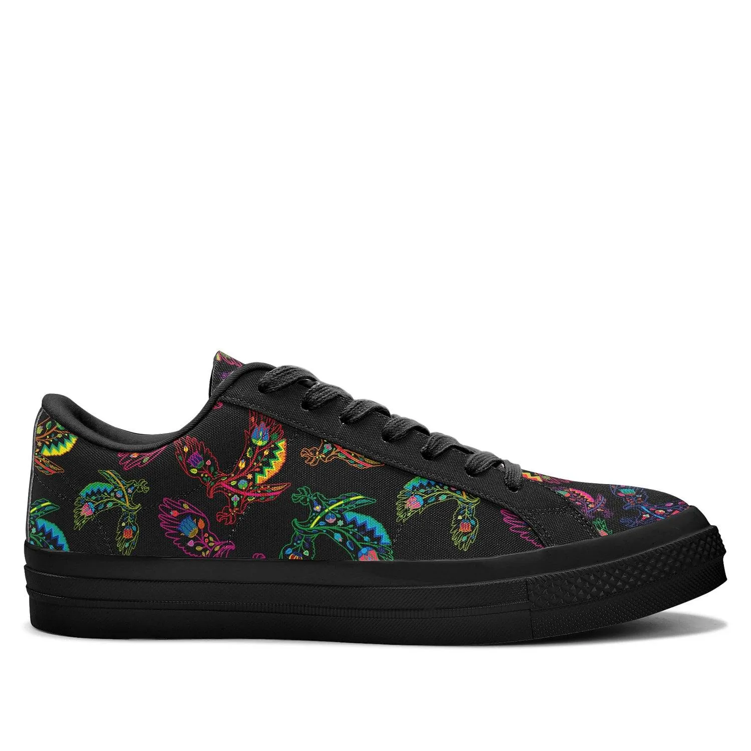 Neon Floral Eagles Aapisi Low Top Canvas Shoes Black Sole