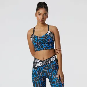 New Balance Relentless Printed Women Training Bra Serene Blue