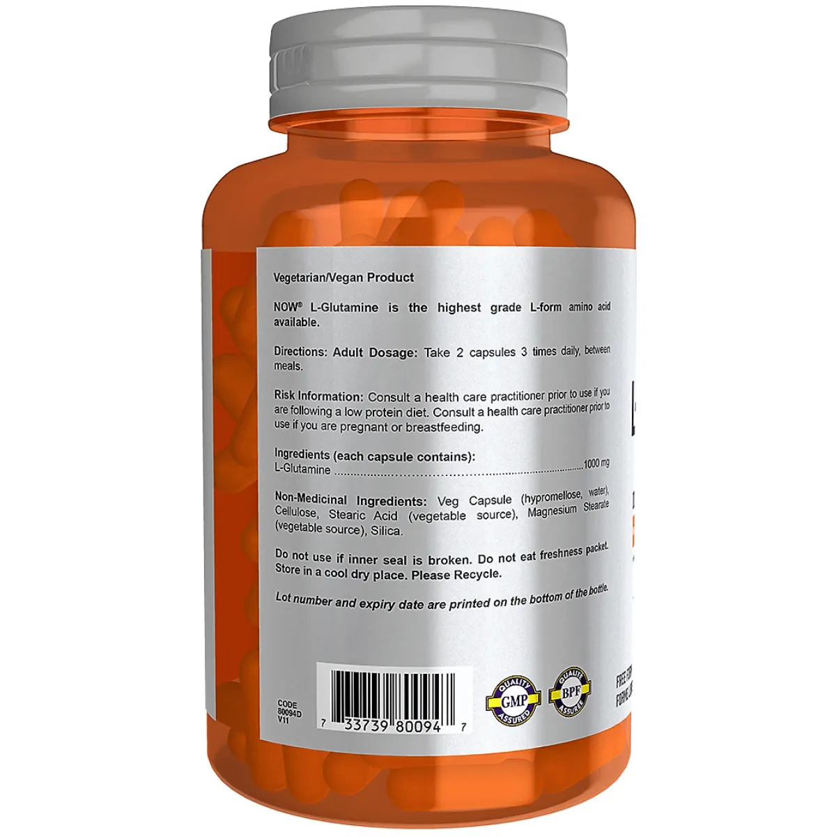 NOW Sports L-Glutamine 1000 mg 120 Veggie Caps