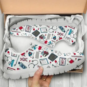 Nurse Sneaker, Nurse Pattern White Sneakers Shoes, Best Shoes For Nurses