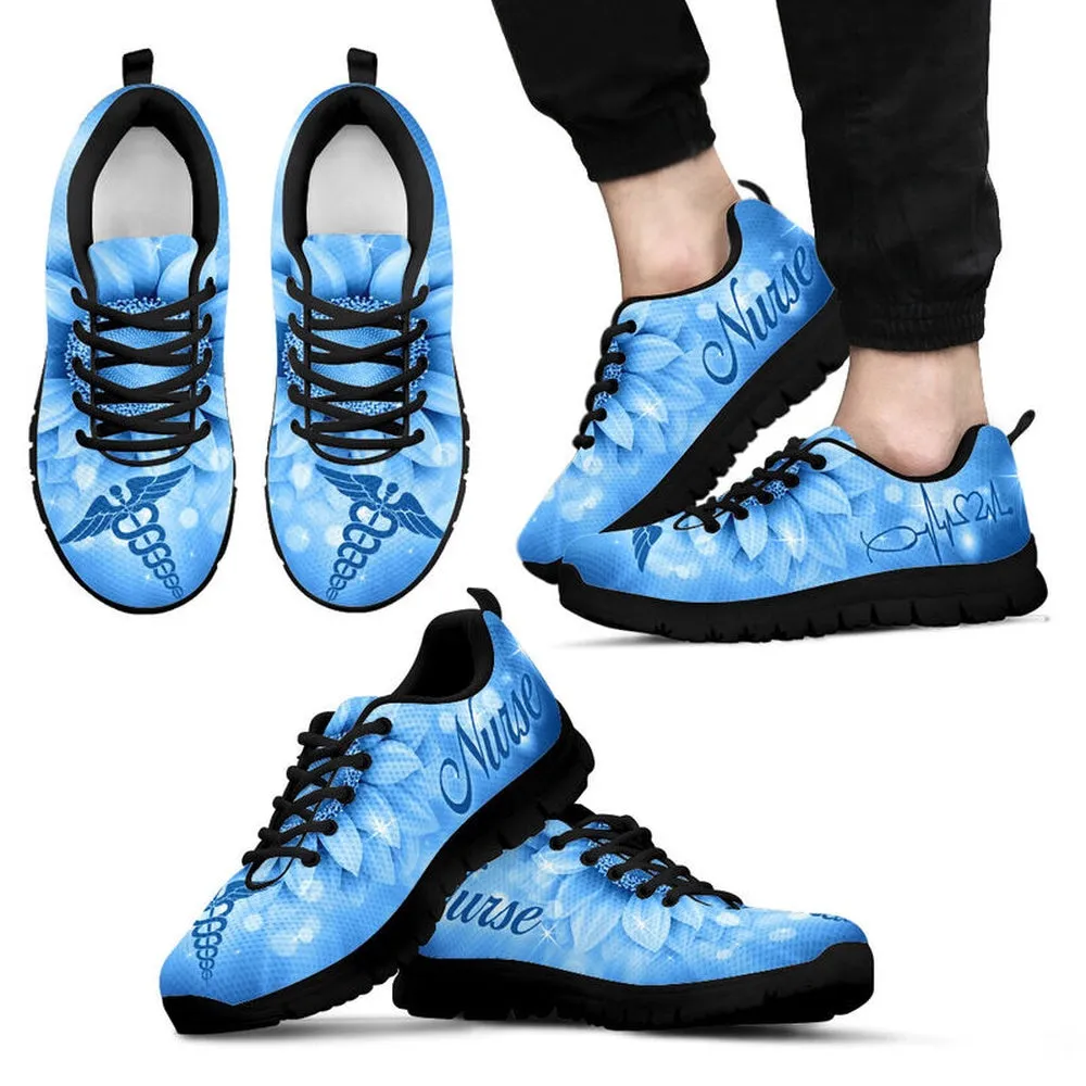 Nurse Sneaker, Nurse Sunflower Galaxy Blue Sneakers, Best Shoes For Nurses