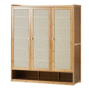 Oikiture Shoe Storage Cabinet Shoes Rack Organiser 7 Tier Shelf Rattan Brown