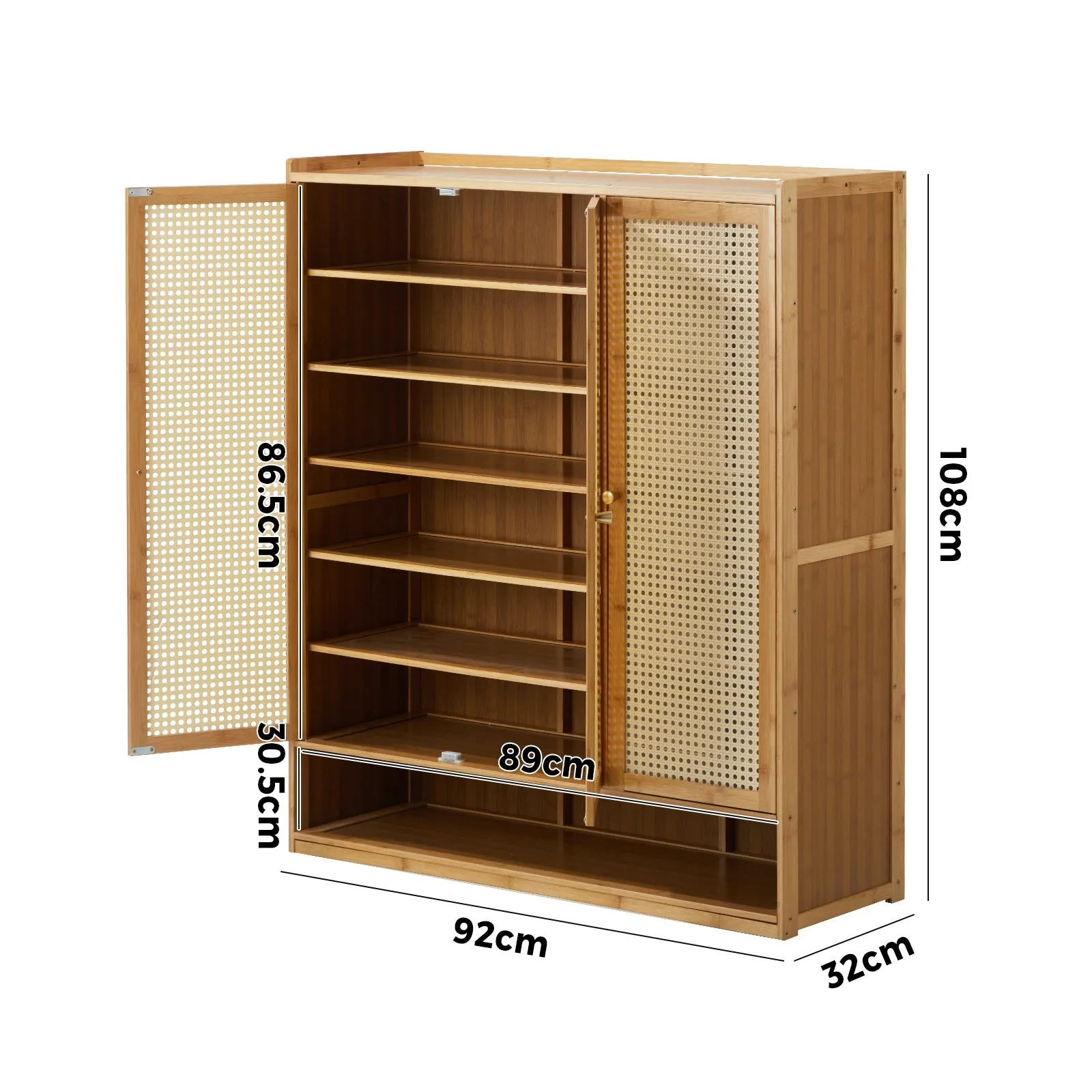 Oikiture Shoe Storage Cabinet Shoes Rack Organiser 7 Tier Shelf Rattan Brown