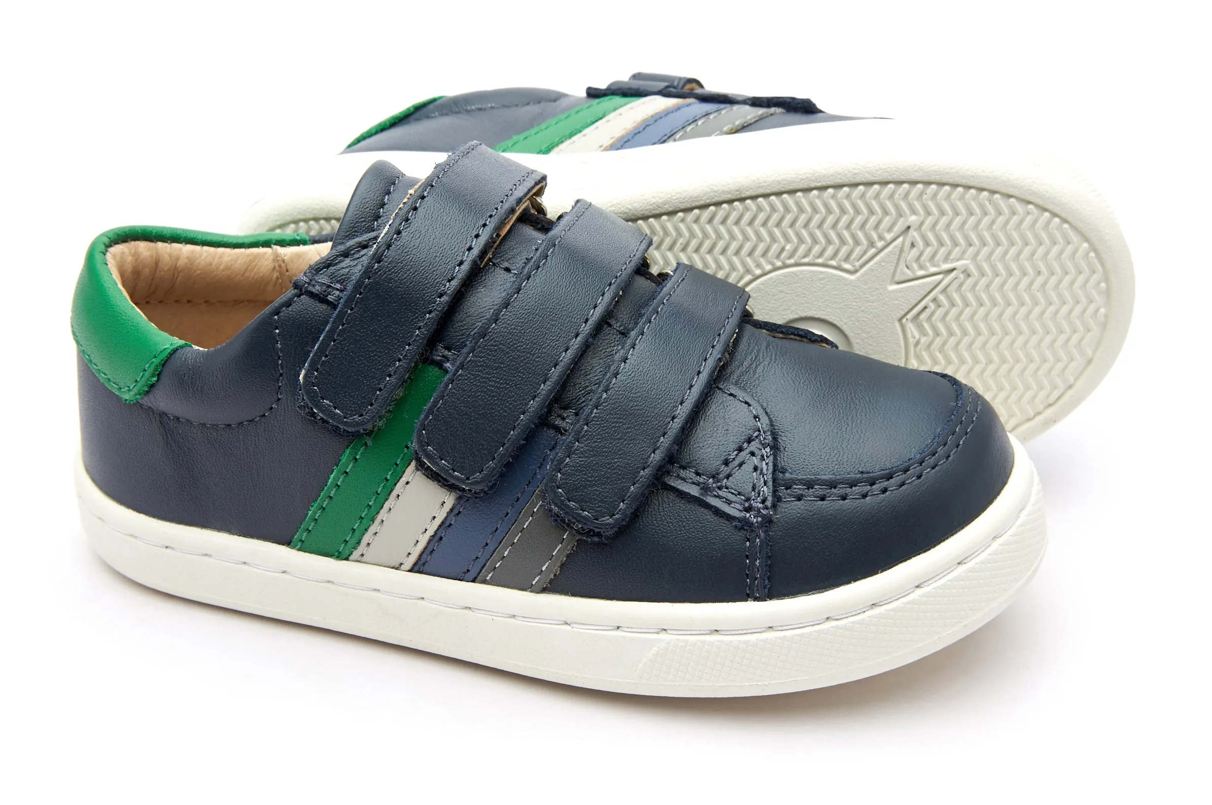 Old Soles Boy's 6127 Sneaky Markert Leather Sneakers - Navy/Neon Green/Gris/Petrol/Grey