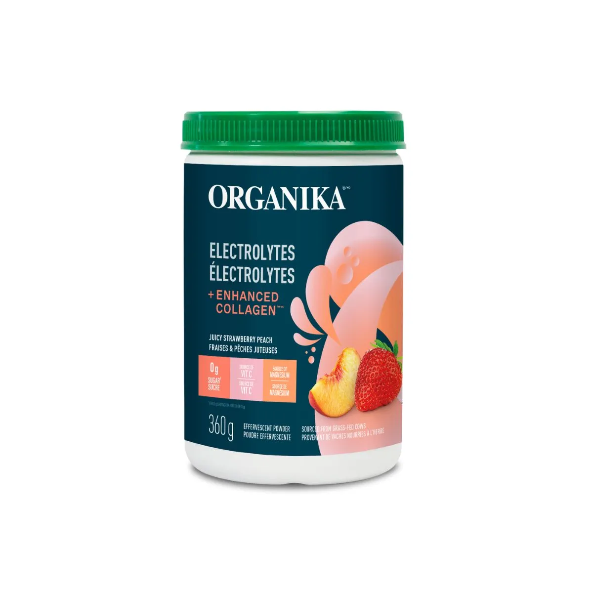 Organika Electrolytes   Enhanced Collagen Strawberry Peach 360g