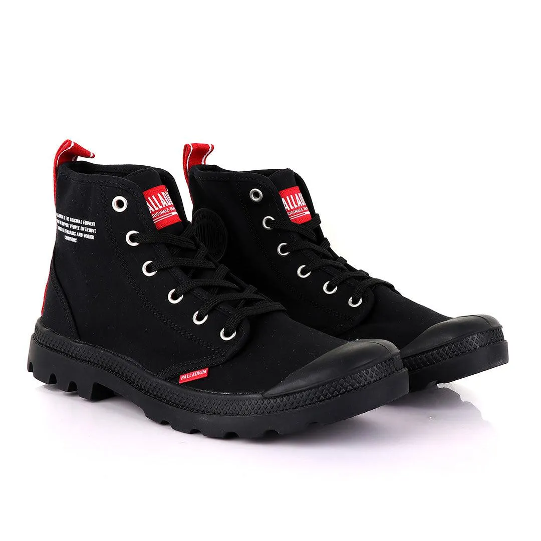 Palladium Dare Night Black with Red Strap Boots