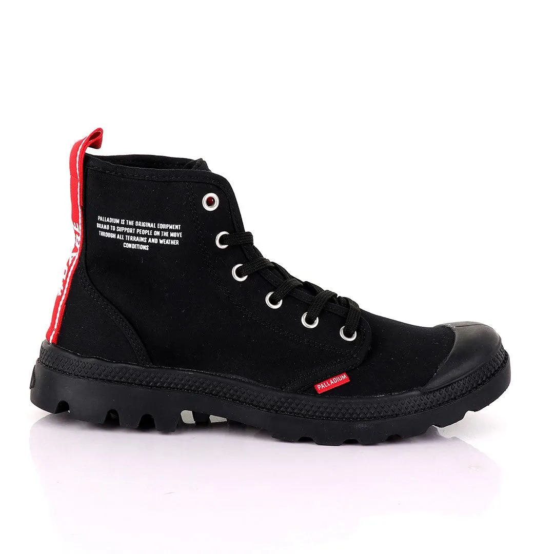 Palladium Dare Night Black with Red Strap Boots