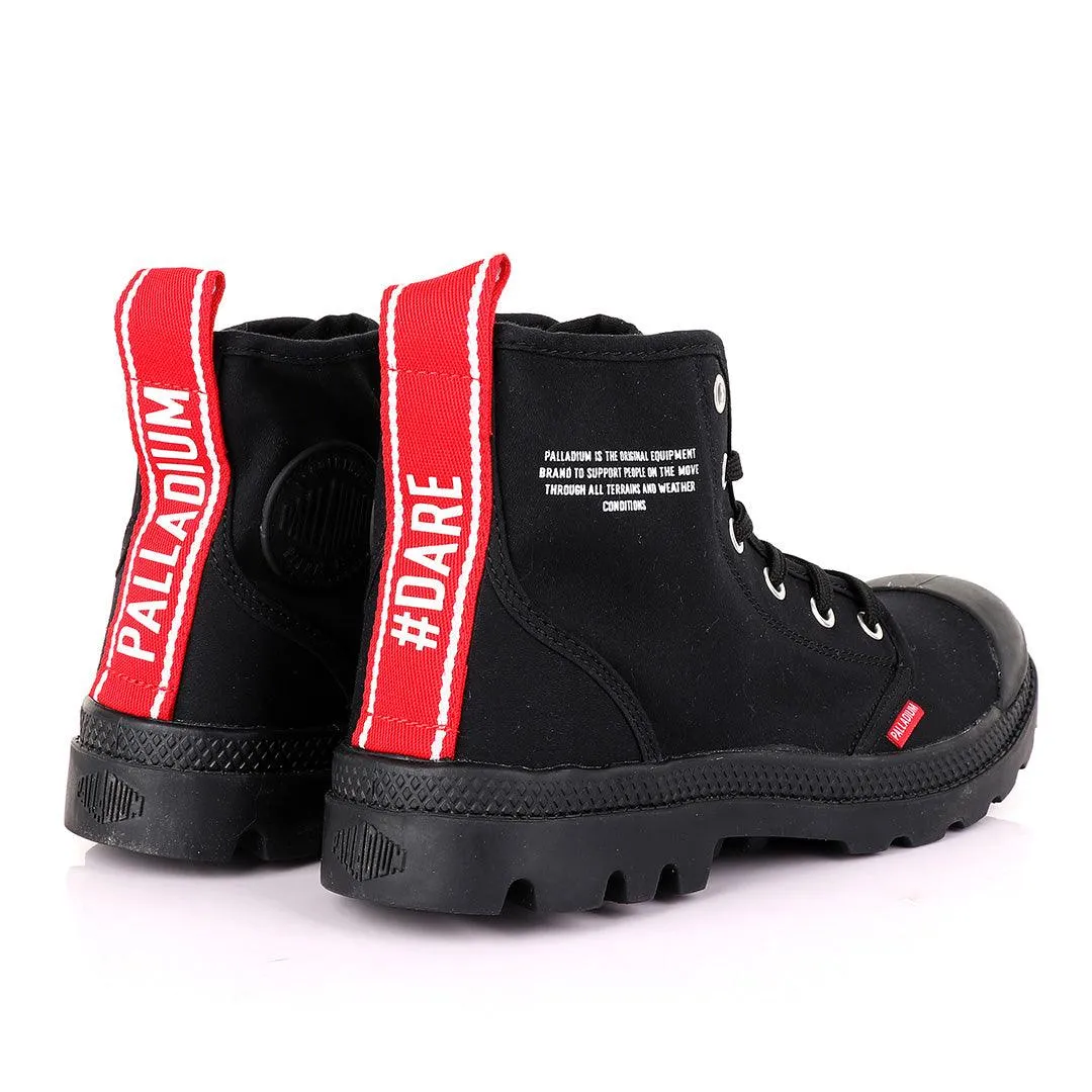 Palladium Dare Night Black with Red Strap Boots