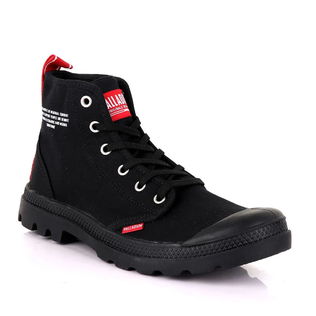 Palladium Dare Night Black with Red Strap Boots