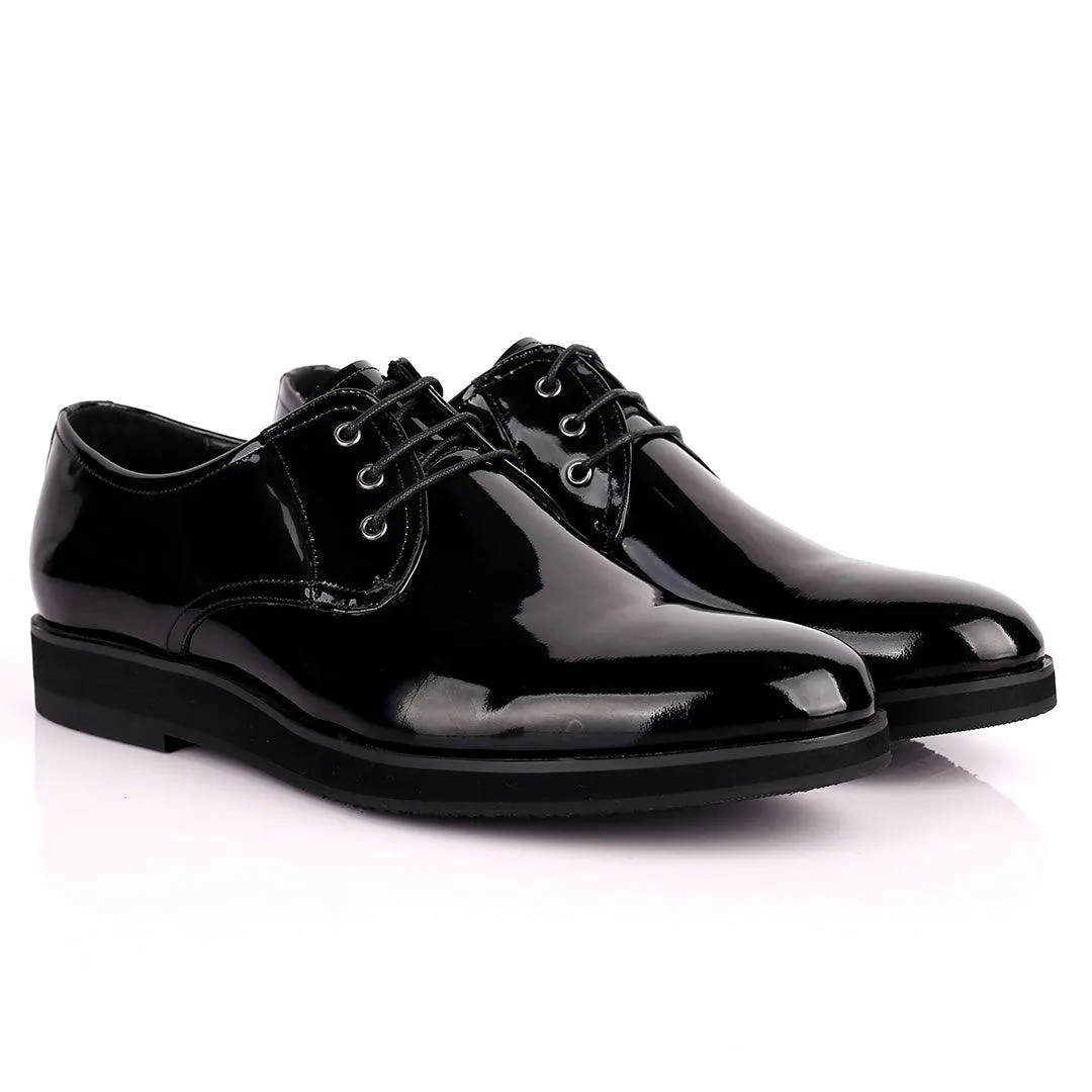 Prad Black Glossy Lace Up Men's Shoe