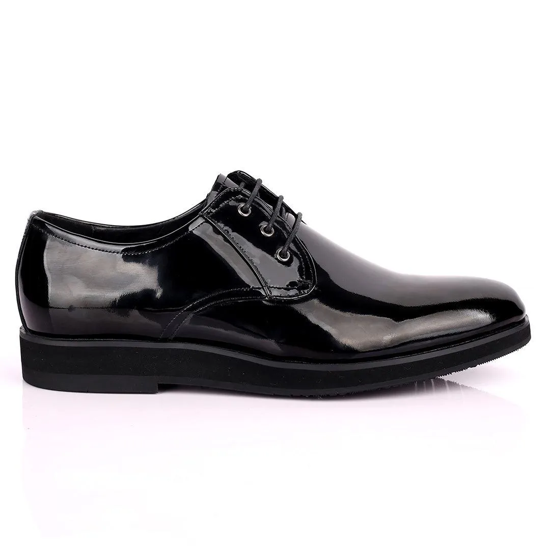 Prad Black Glossy Lace Up Men's Shoe