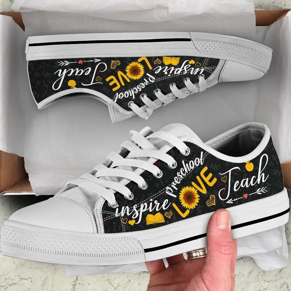 Preschool Teach Sunflower Low Top Shoes, Teacher Shoes, Low Top Sneakers