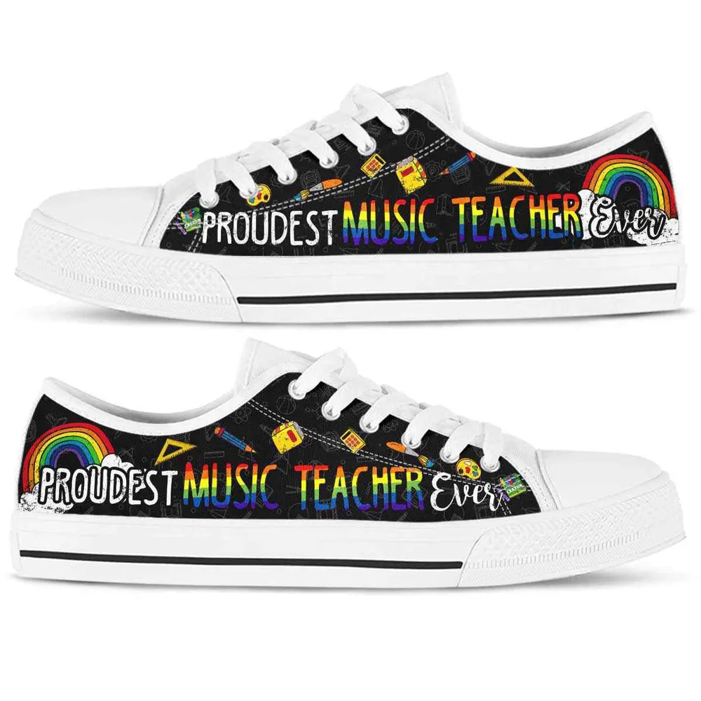 Proudest School Music Teacher Ever Rainbow Low Top Shoes, Teacher Shoes, Low Top Sneakers