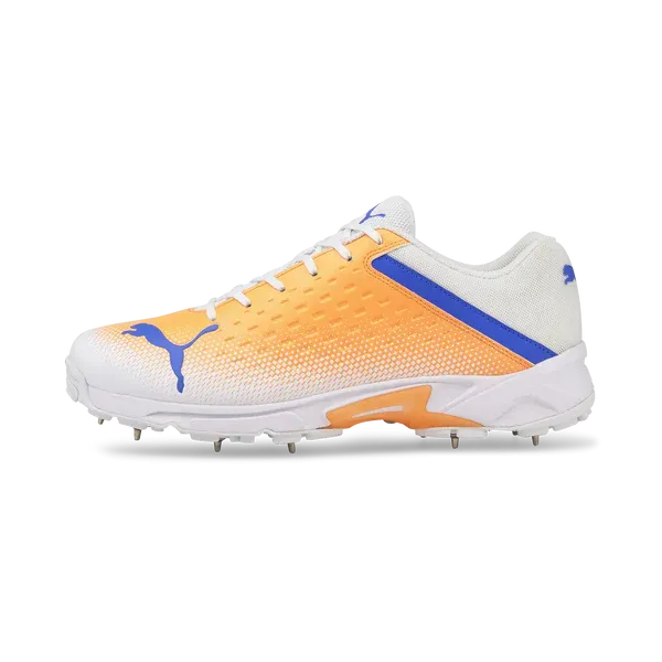 Puma 22.2 White Bluemazing Neon Citrus Cricket Metal Spike Shoes