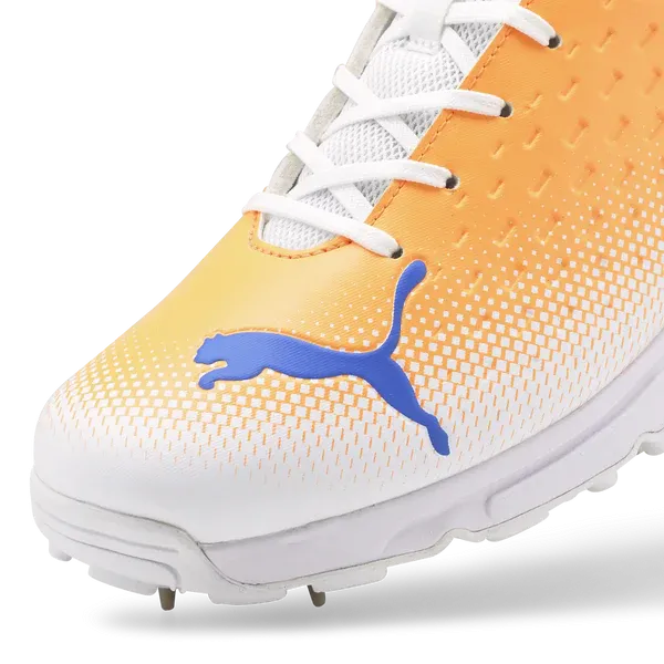 Puma 22.2 White Bluemazing Neon Citrus Cricket Metal Spike Shoes