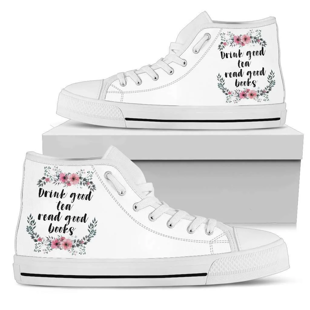 "Good books"Bookish high top women's shoes