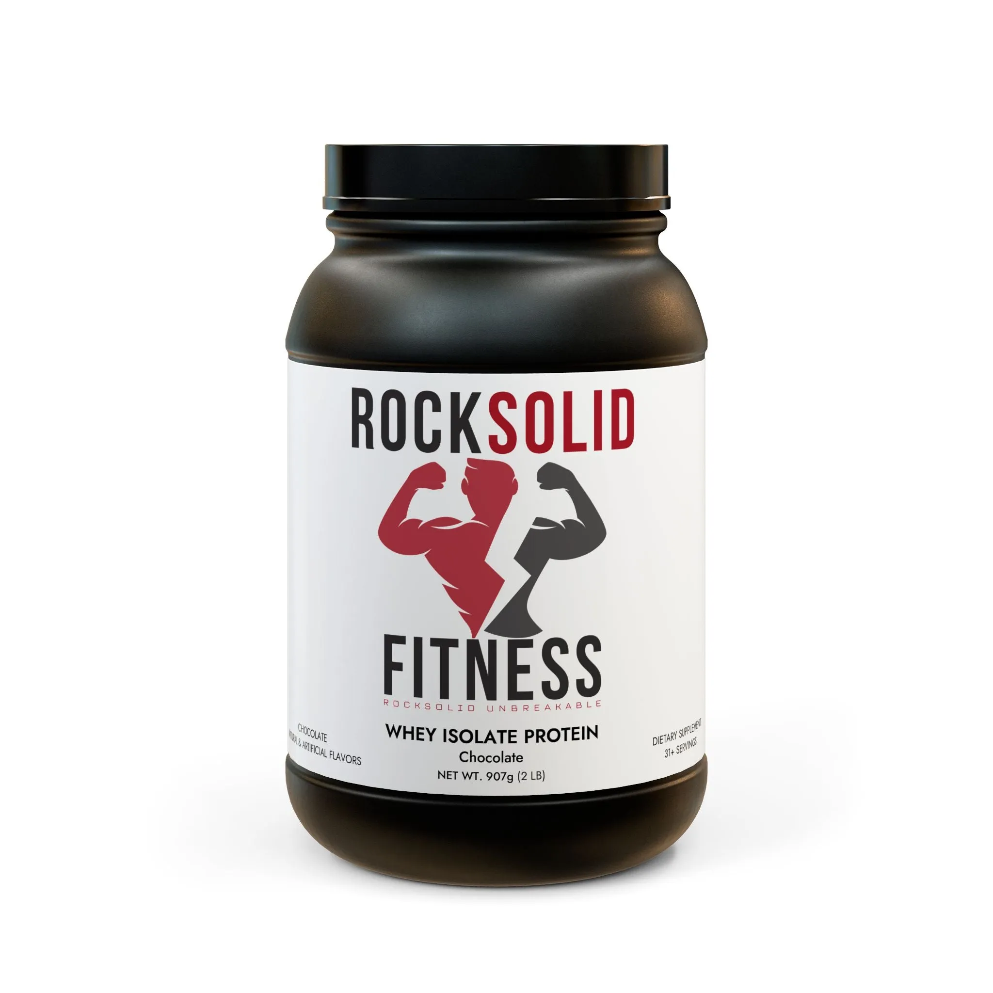 RockSolid Fitness ROCKSOLID UNBREAKABLE Whey Isolate Protein Supplement (32oz, 2lb) | 25g Protein Per Serving | Chocolate Flavor