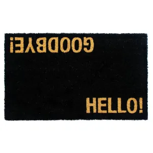 RugSmith Black Hello/Goodbye Coir Doormat, 18" X 30"