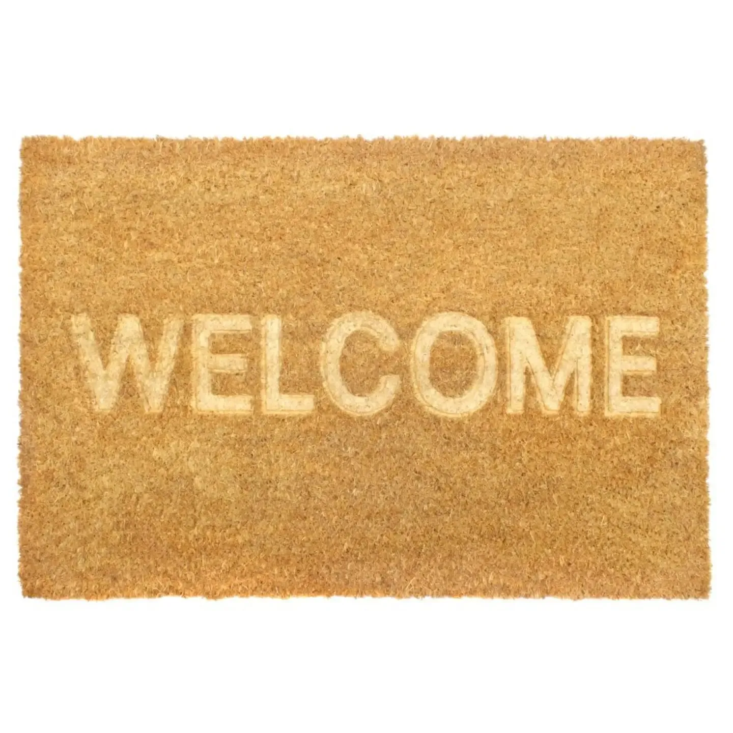 RugSmith Natural Embossed Welcome Coir Doormat, 16" X 24"