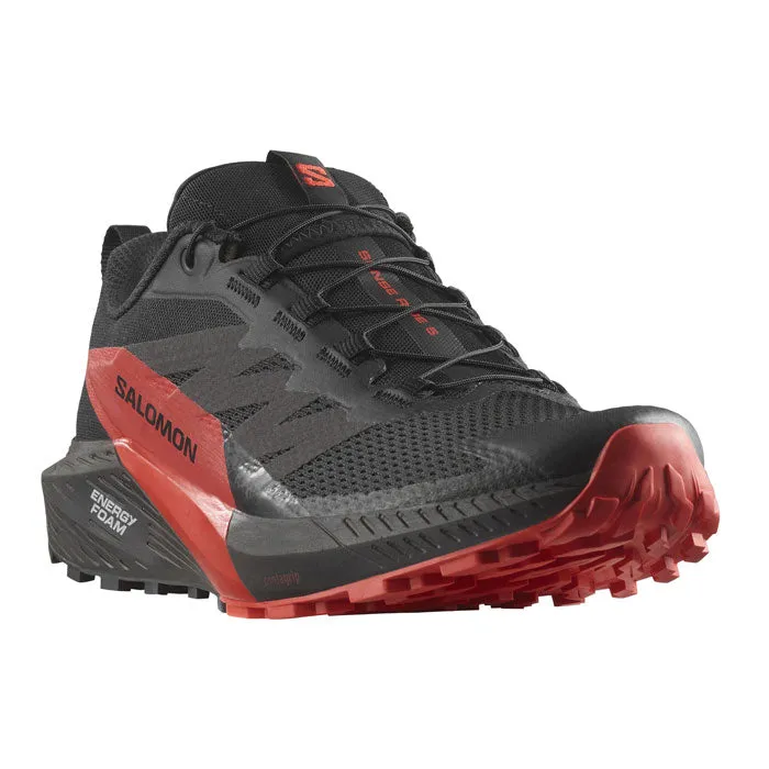 Salomon Sense Ride 5 Mens Trail Running Shoes - Black/Fiery Red