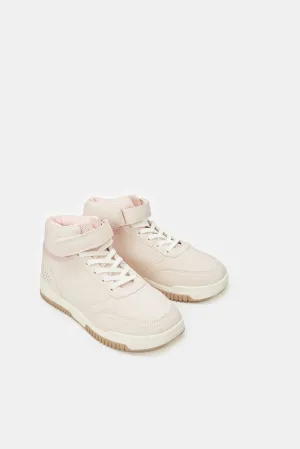 Senior Girls Beige High Top Sneakers