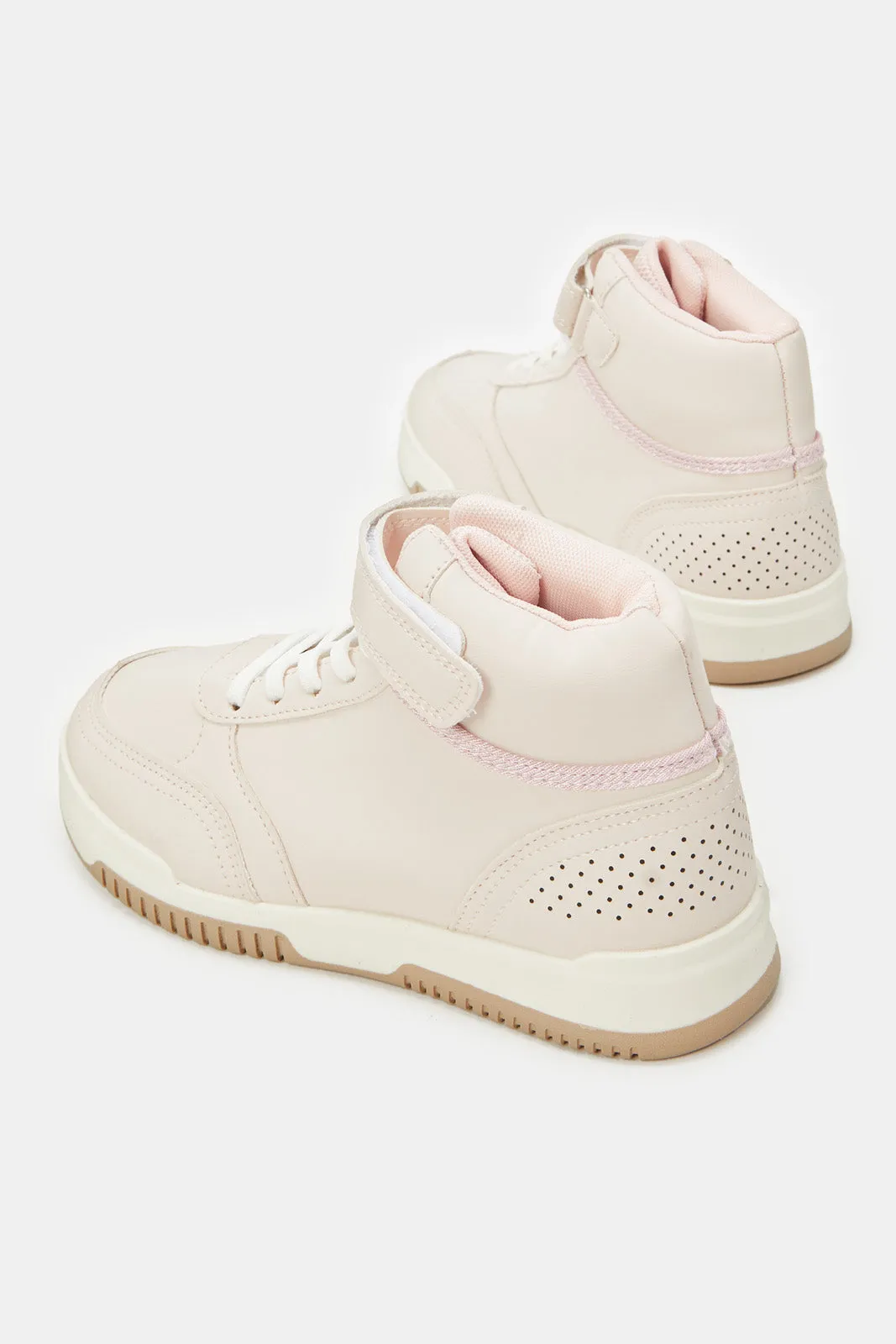 Senior Girls Beige High Top Sneakers