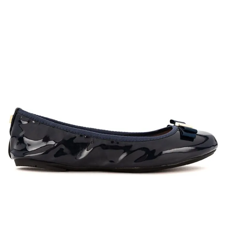 SHEA Ballet Flat Shoes - Navy Patent