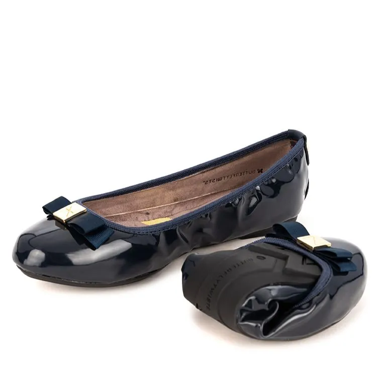 SHEA Ballet Flat Shoes - Navy Patent