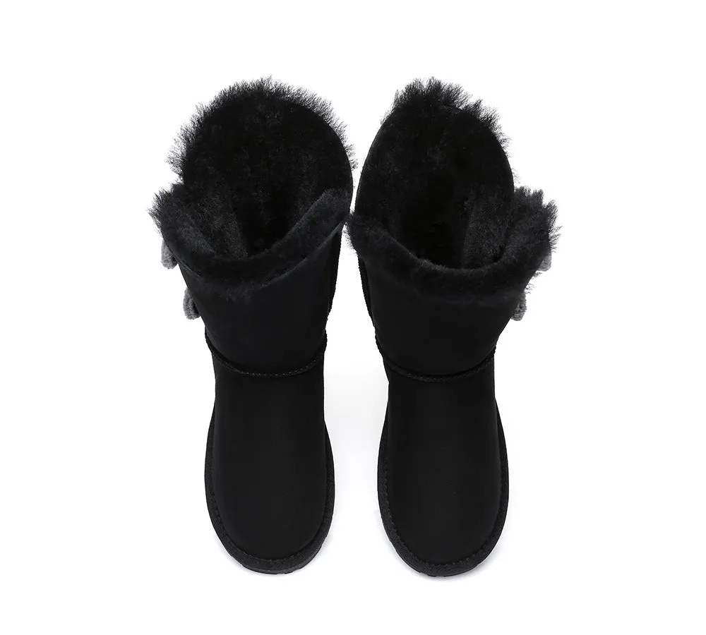 Short Twin Button Sheepskin Boots Aspen