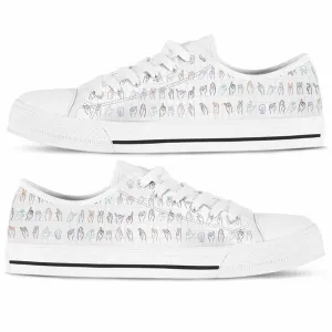 Sign Language Alphabet Pattern Low Top Shoes, Teacher Shoes, Low Top Sneakers