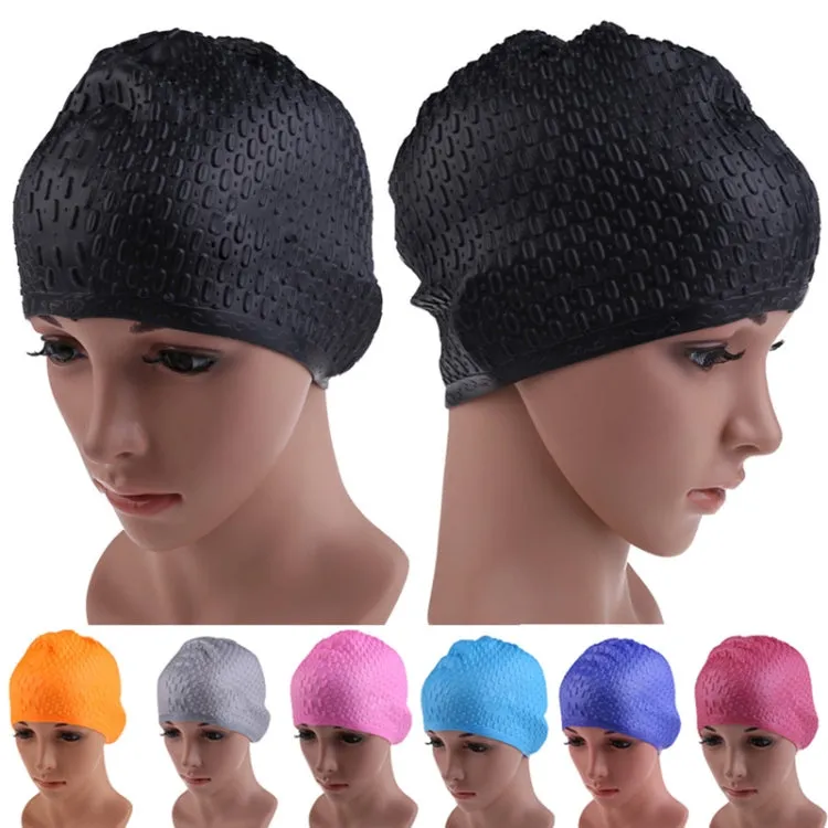 Silicone Waterproof Swimming Caps Protect Ears Long Hair Sports Swimming Cap for Adults(Gray)